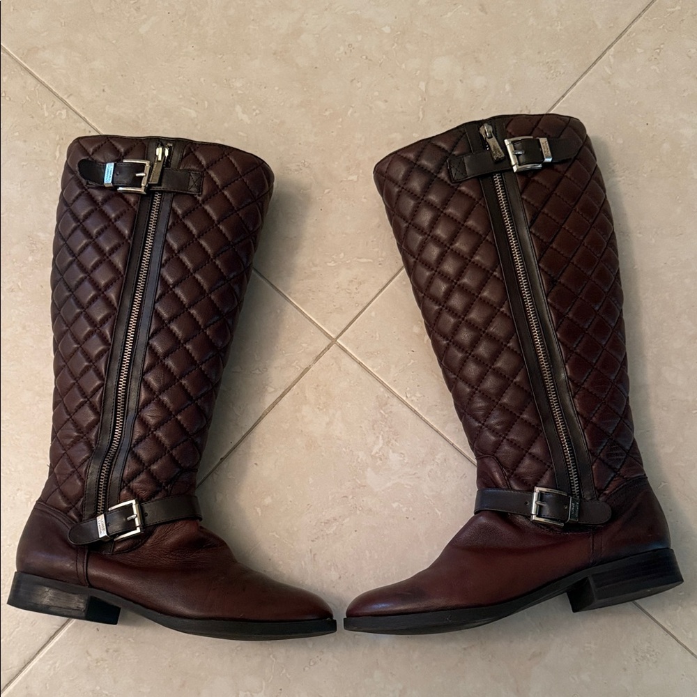 Vince Camuto Quilted Leather Boots with Buckle